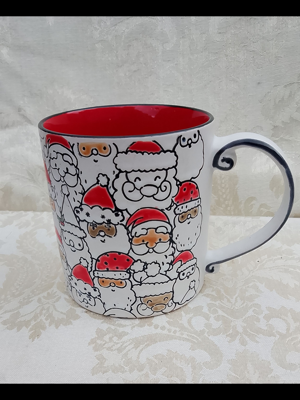 Spectrum Designz Santa Faces Christmas Mug – Red Interior, 2023 Holiday Ceramic